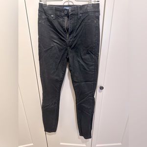 7 For All Mankind   Coated 50/50 High Waist Ankle Skinny in Vintage Black
